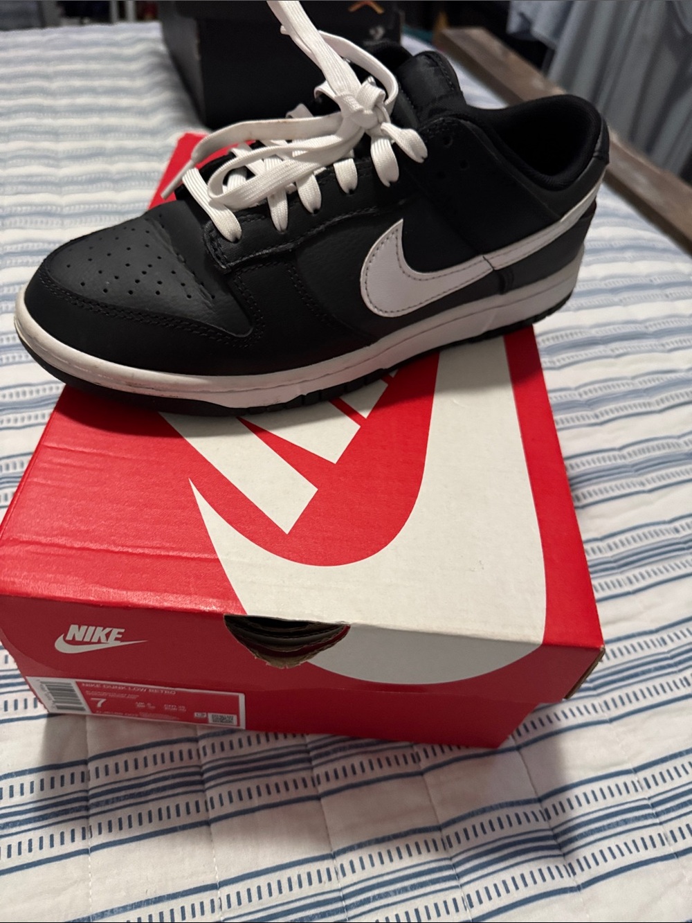 Nike Black and White Low-Top Dunk Sneakers Retro